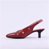 Wonders Round Stud Slingback Heel - Red Leather